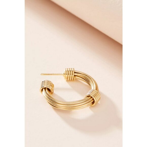 💕ANTHROPOLOGIE💕 Gas Bijoux Ariane Hoop Earrings ~ Gold NWT - Picture 2 of 3